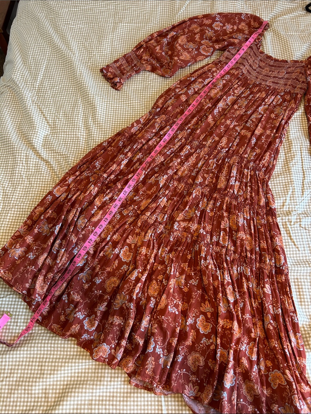 Free People Rust Floral Smocked Maxi Dress - Picture 4 of 6